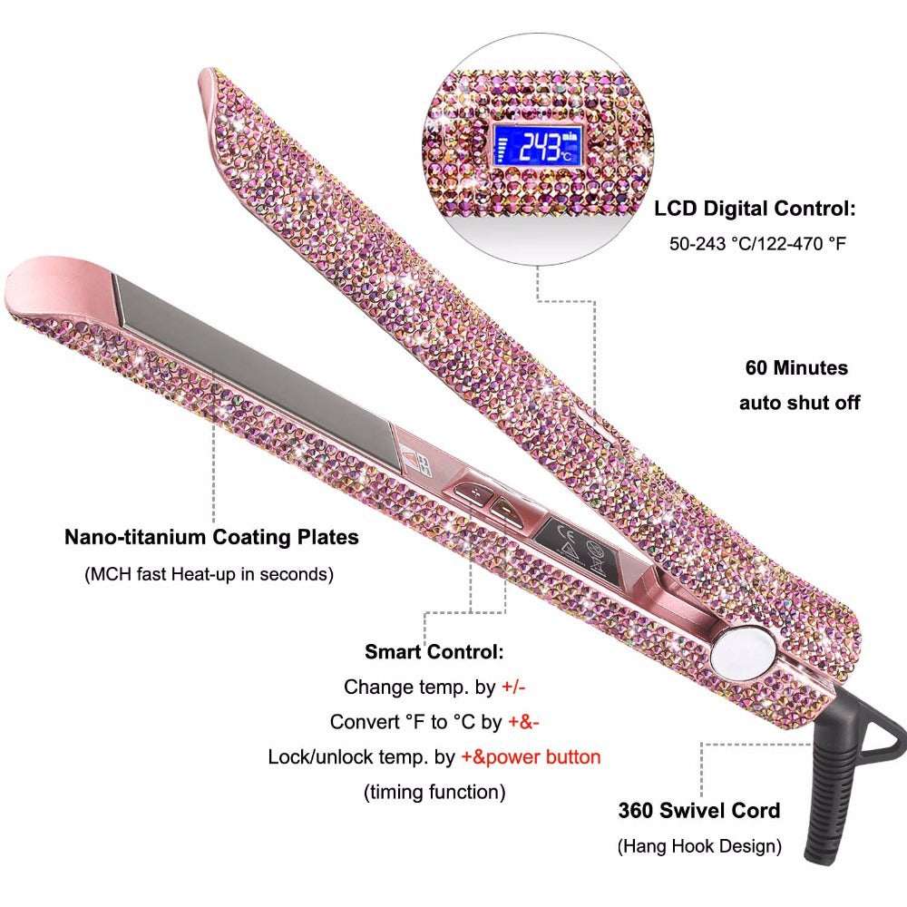 Titanium Plate Glitter Hair Straightener & Curler